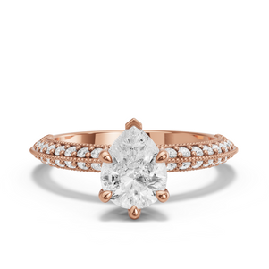 Image for Pear Six Prong Ring with Knife Edge Pave band