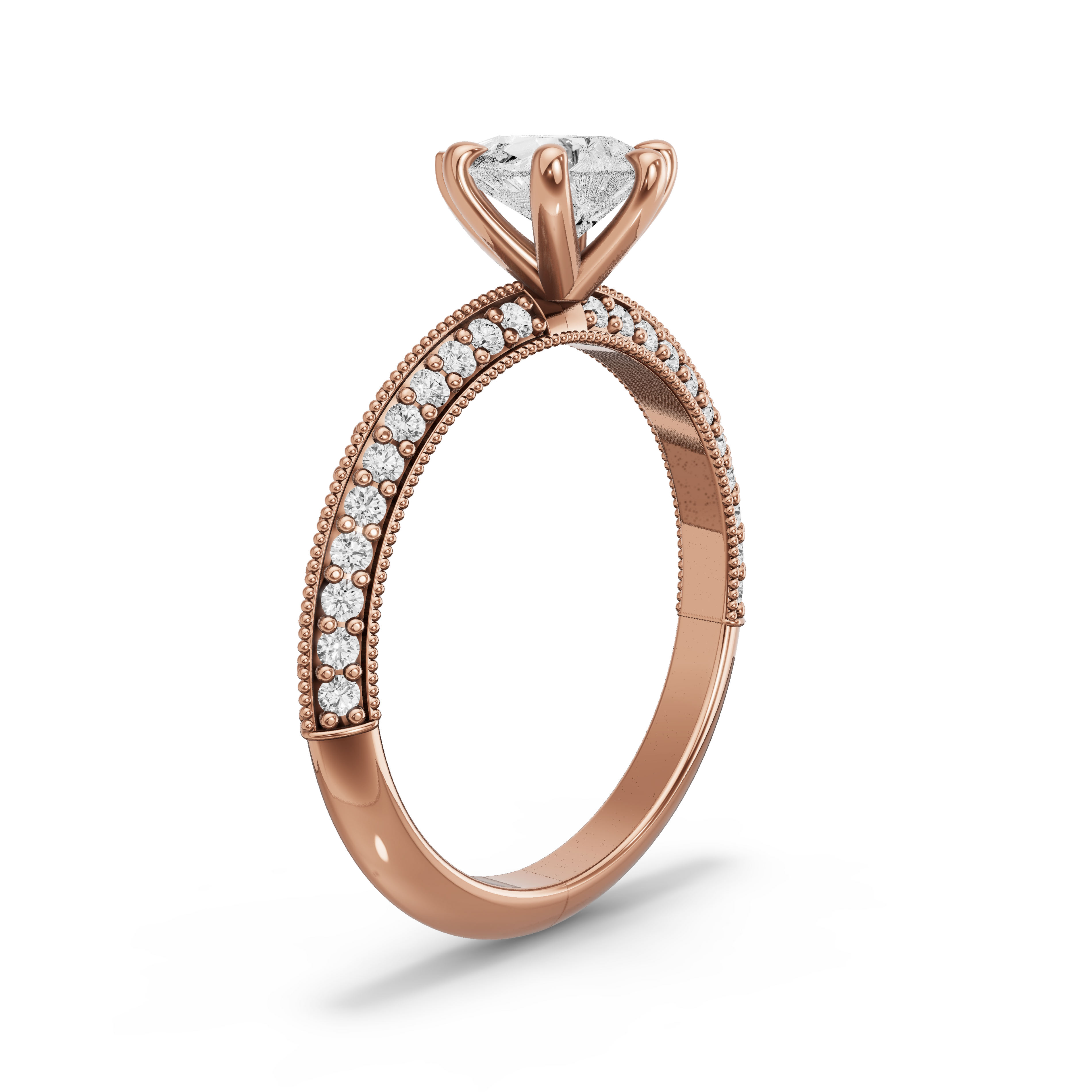 Image for pear-six-prong-ring-with-knife-edge-pave-band-in-18k-rose-gold