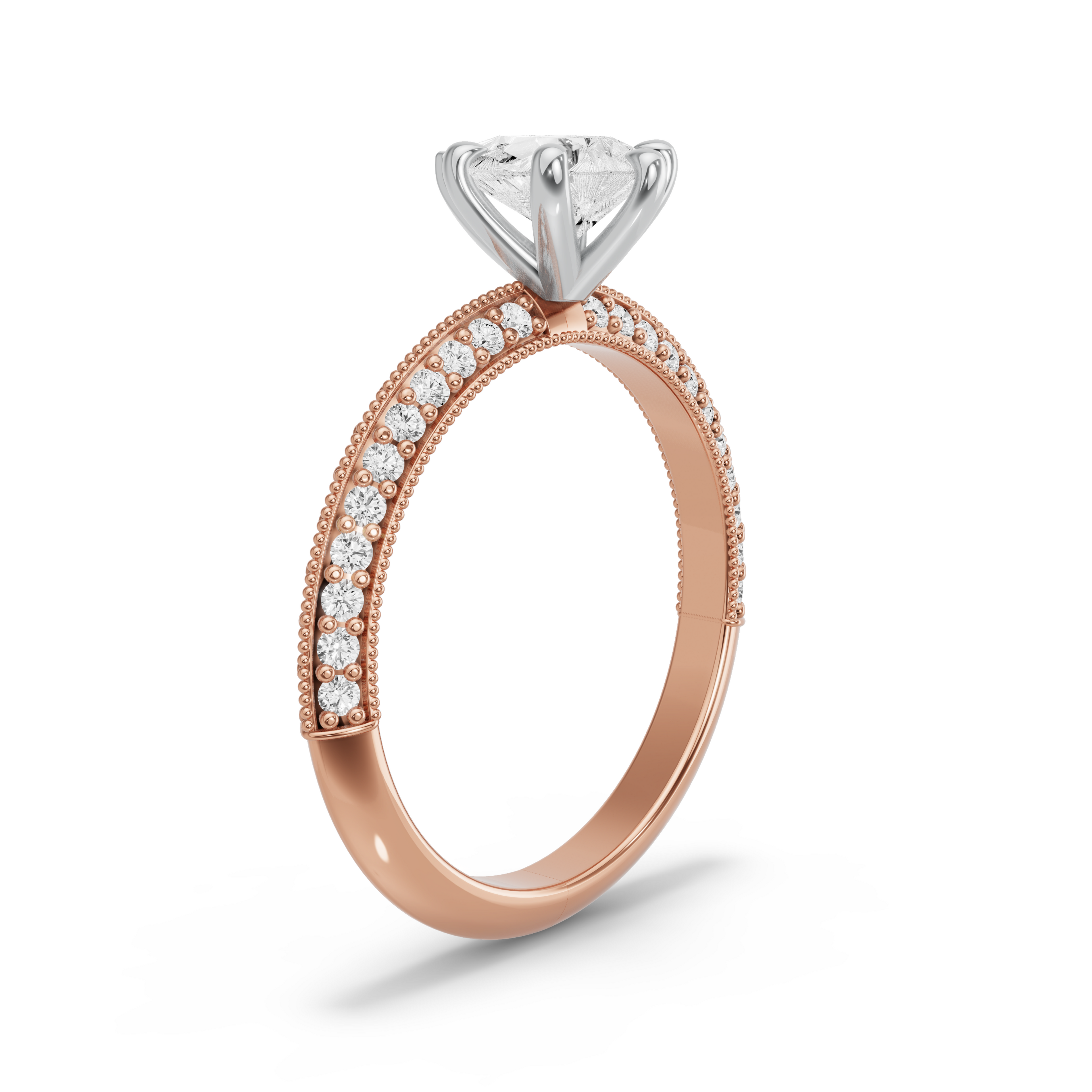 Image for pear-six-prong-ring-with-knife-edge-pave-band-in-14k-two-tone-rose-gold