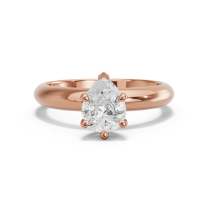 Image for Pear Six Prong Ring with Knife Edge Solitaire band