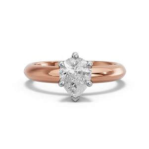 Image for Pear Six Prong Ring with Knife Edge Solitaire band in 18K Two Tone Rose Gold