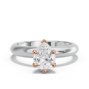 Image for Pear Six Prong Ring with Knife Edge Solitaire band