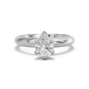 Image for Pear Six Prong Ring with Knife Edge Solitaire band