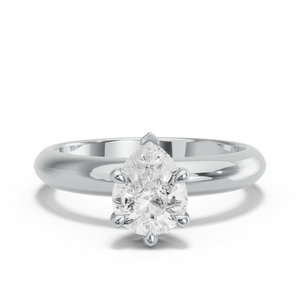 Image for Pear Six Prong Ring with Knife Edge Solitaire band