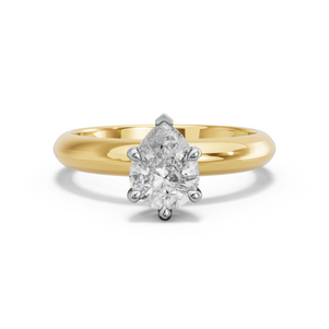 Image for Pear Six Prong Ring with Knife Edge Solitaire band