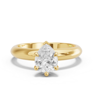 Image for Pear Six Prong Ring with Knife Edge Solitaire band