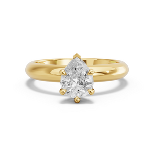Image for Pear Six Prong Ring with Knife Edge Solitaire band