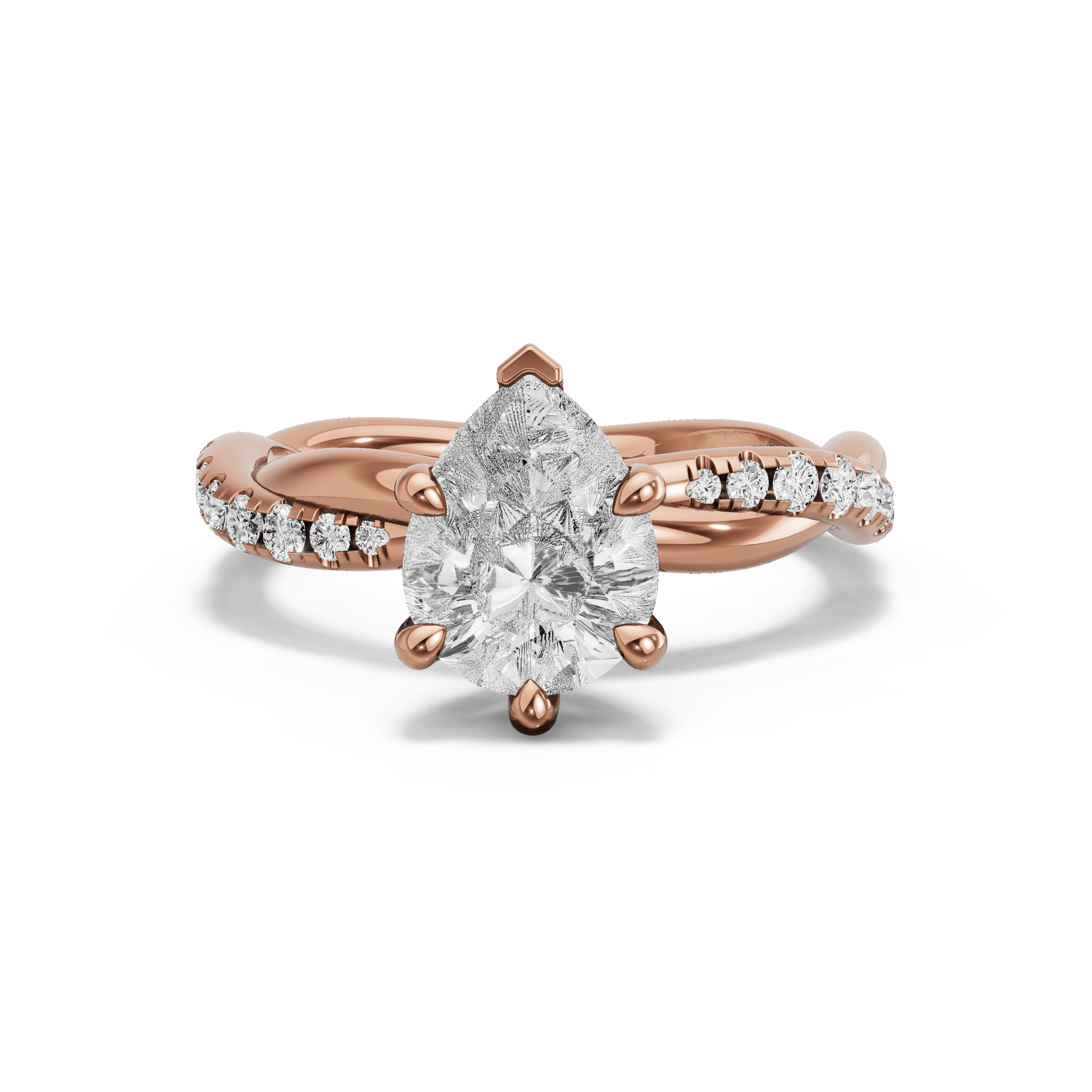 Image for Pear Six Prong Ring with Rope Pave band