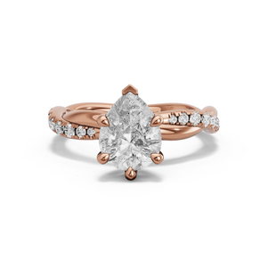 Image for Pear Six Prong Ring with Rope Pave band