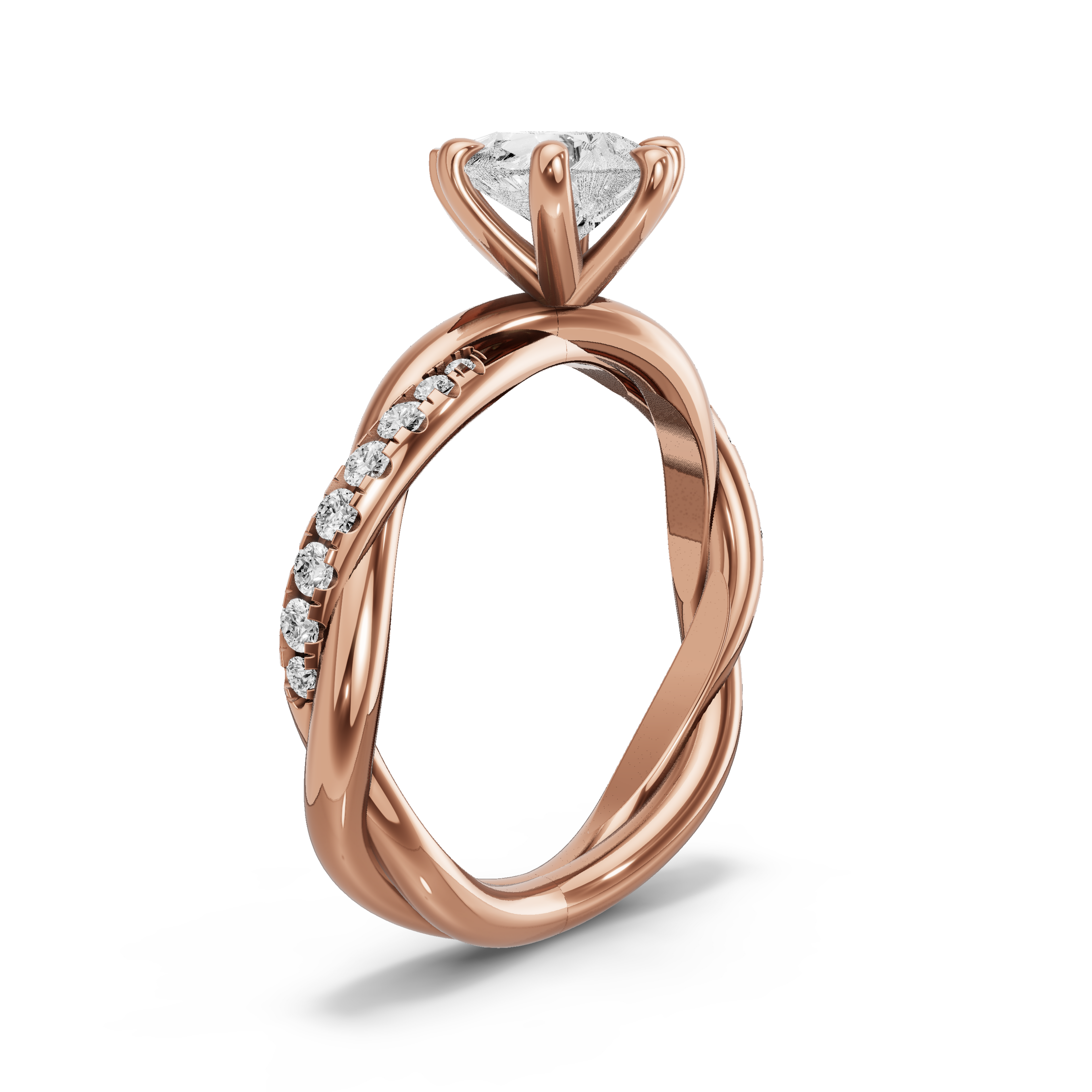 Image for Pear Six Prong Ring with Rope Pave band