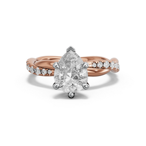 Image for Pear Six Prong Ring with Rope Pave band