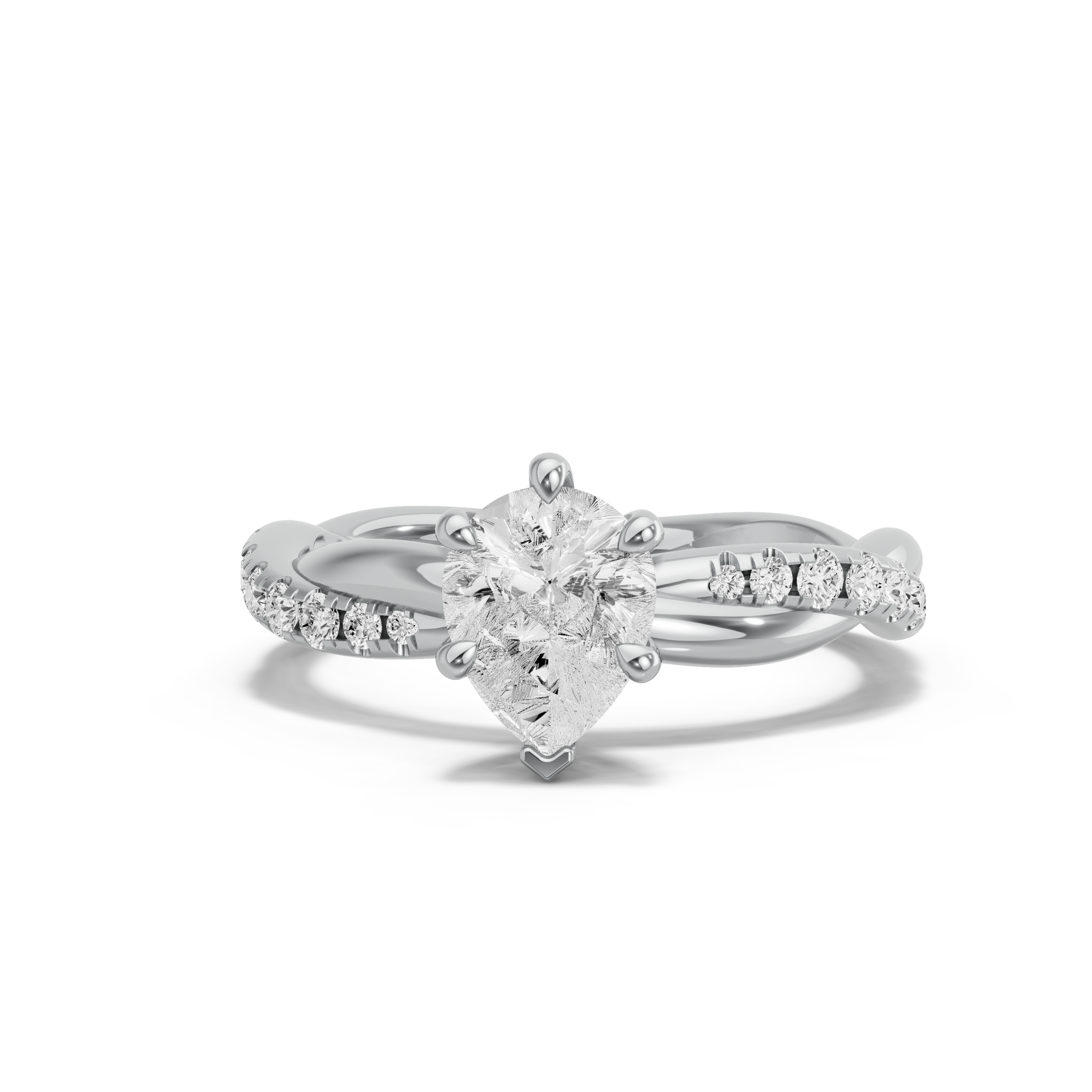 Image for pear-six-prong-ring-with-rope-pave-band-in-950-platinum