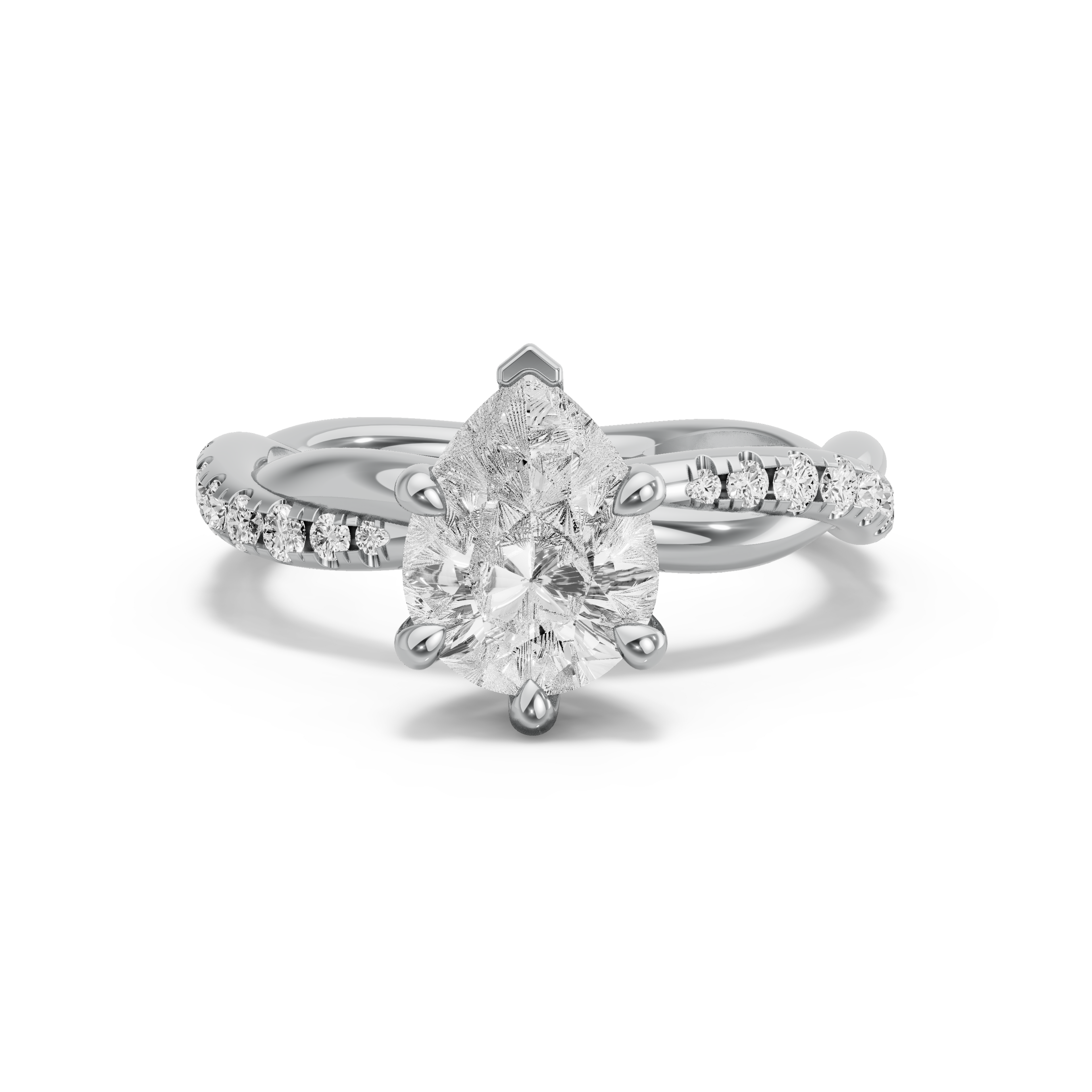 Image for Pear Six Prong Ring with Rope Pave band