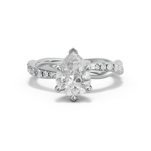 Image for Pear Six Prong Ring with Rope Pave band