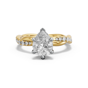 Image for Pear Six Prong Ring with Rope Pave band