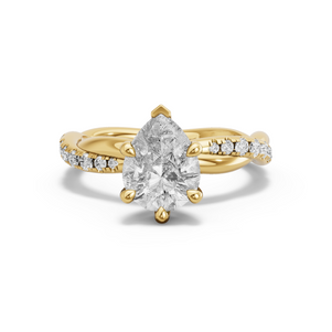 Image for Pear Six Prong Ring with Rope Pave band