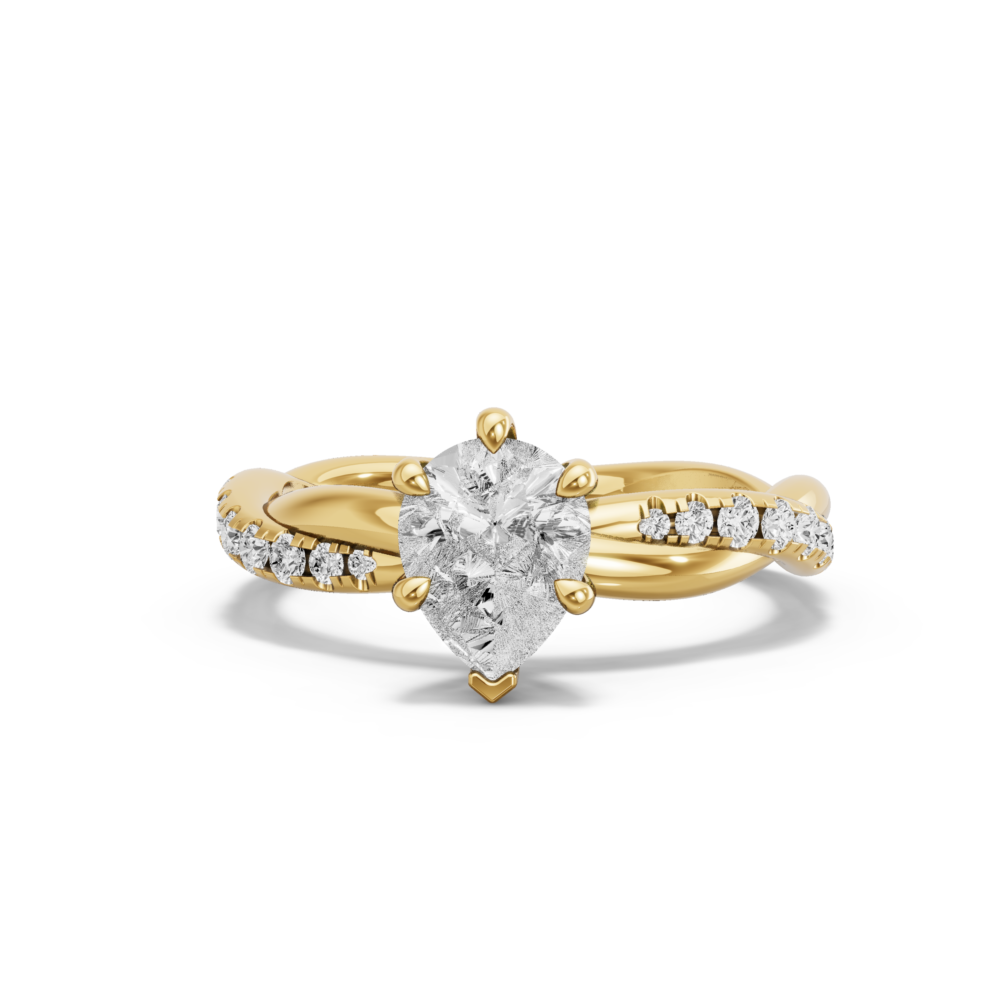 Image for pear-six-prong-ring-with-rope-pave-band-in-18k-yellow-gold