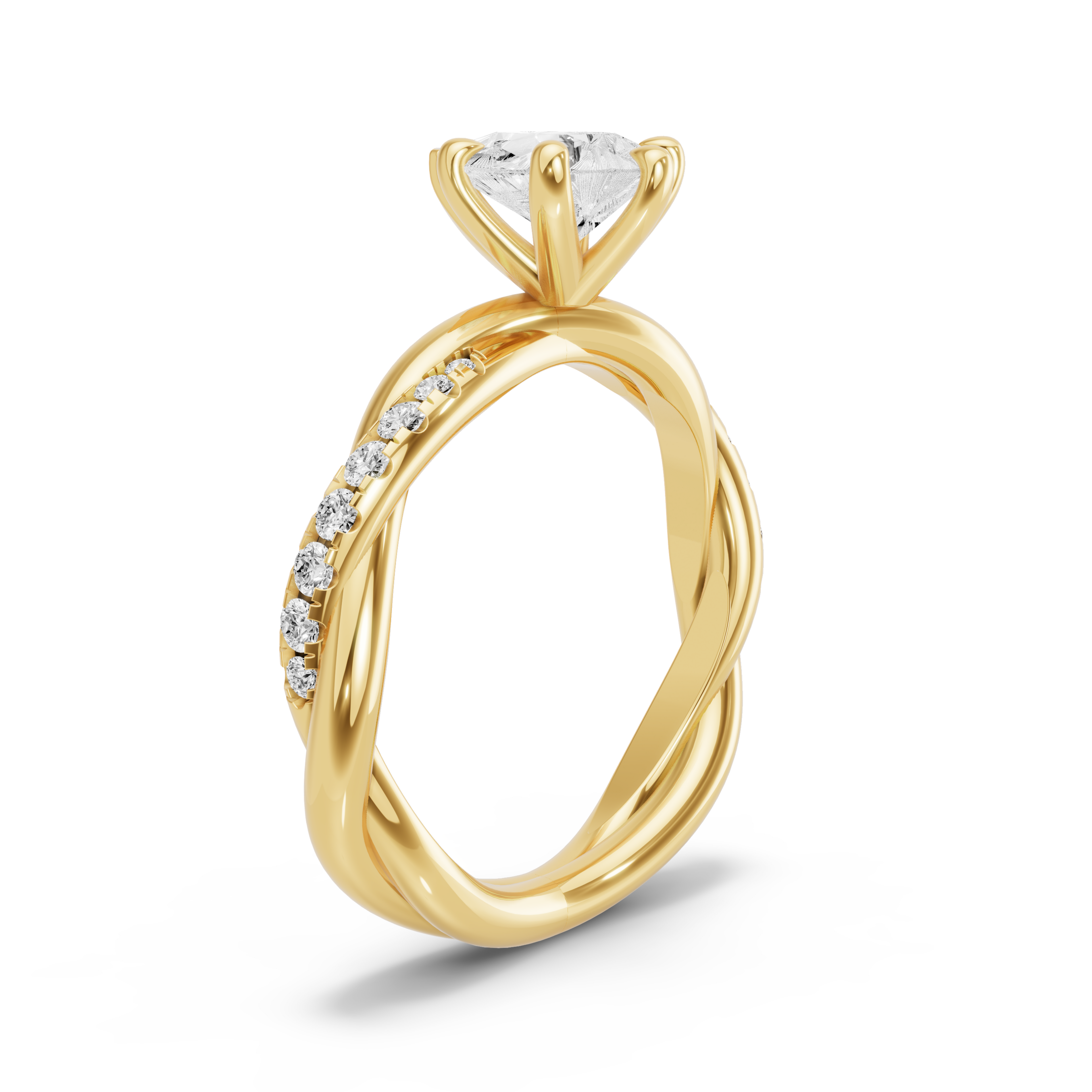 Image for Pear Six Prong Ring with Rope Pave band