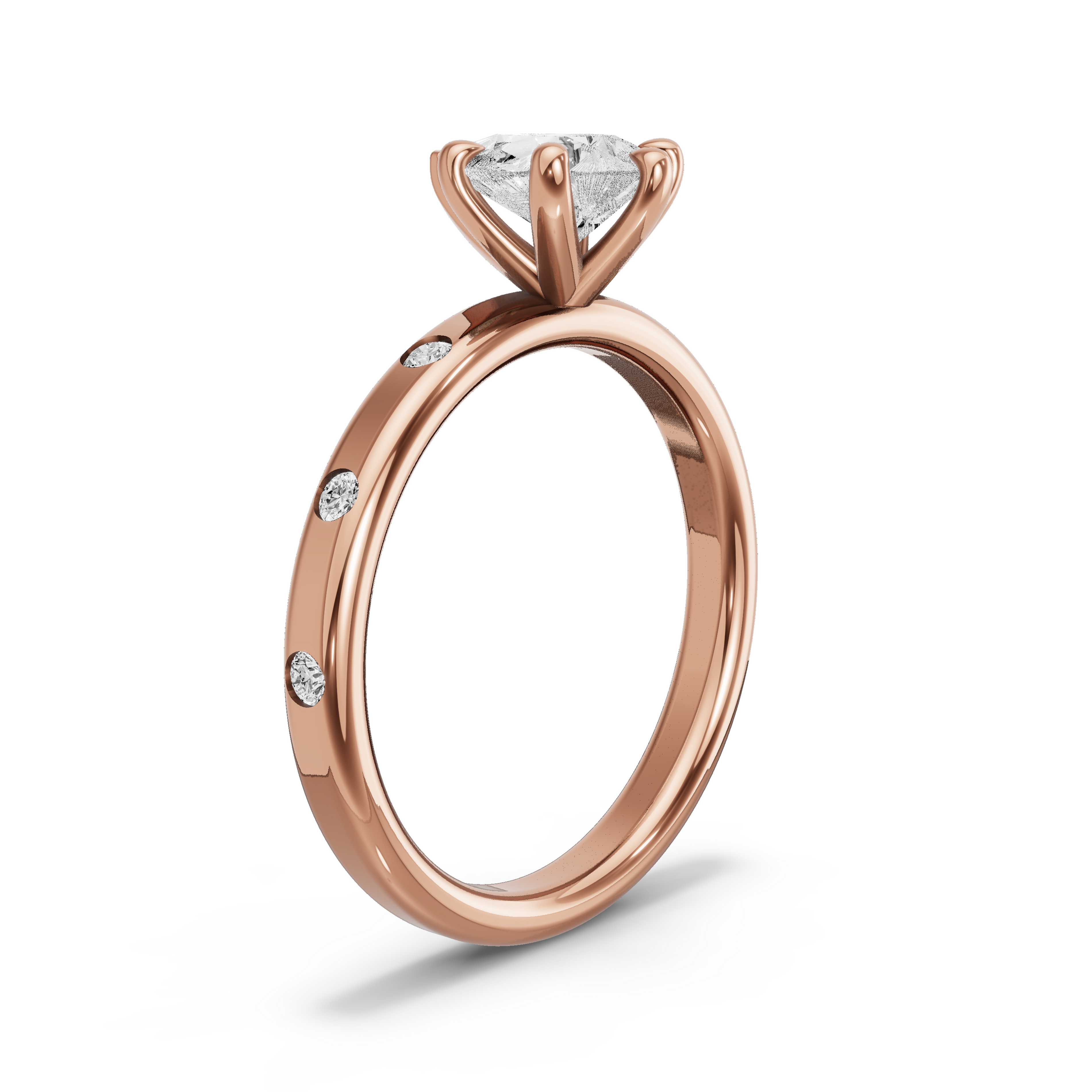 Image for Pear Six Prong Ring with Sleek Accent band