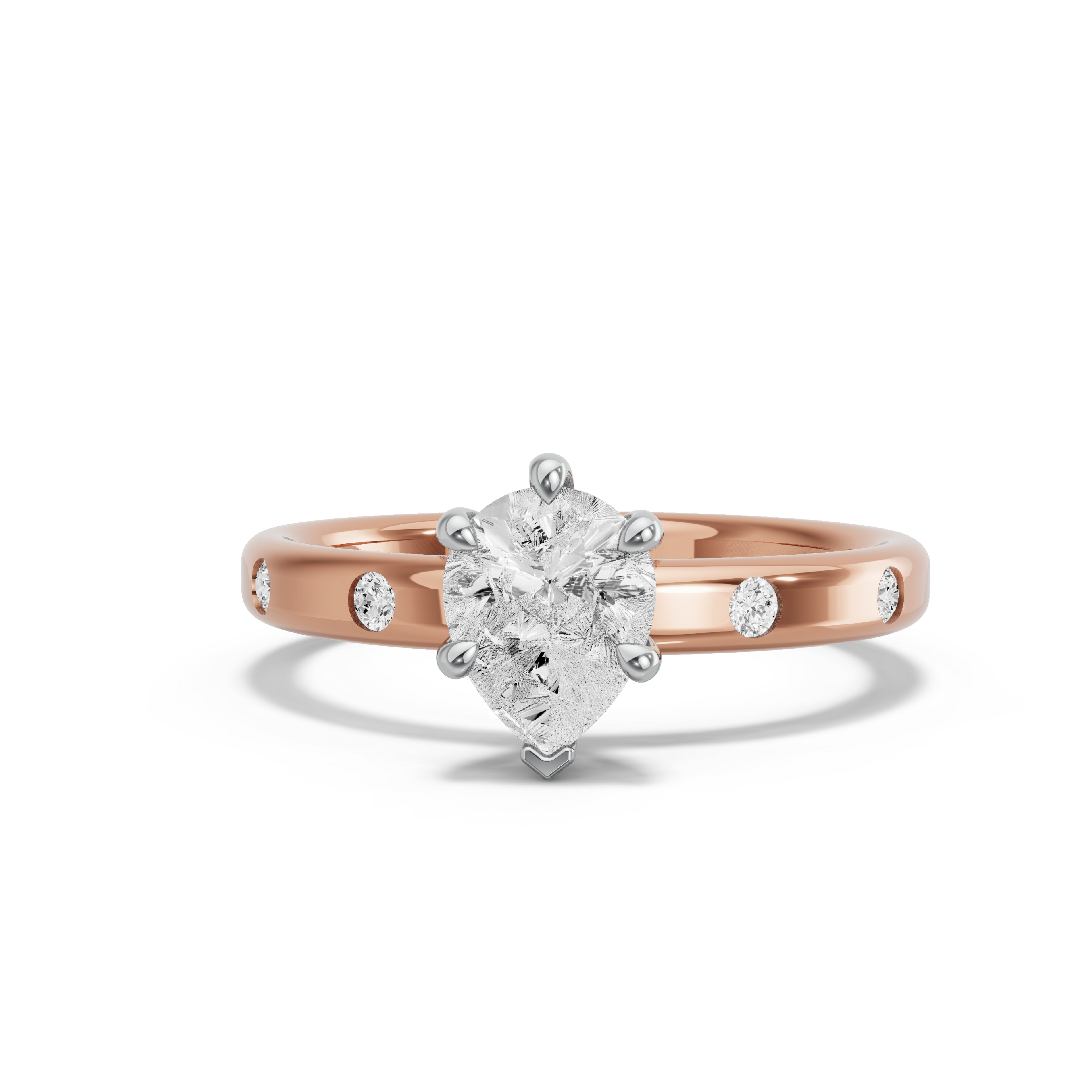 Image for pear-six-prong-ring-with-sleek-accent-band-in-18k-two-tone-rose-gold