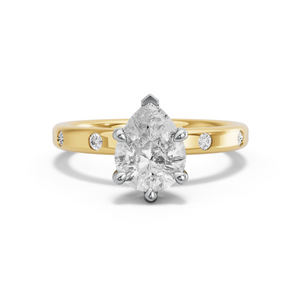 Image for Pear Six Prong Ring with Sleek Accent band