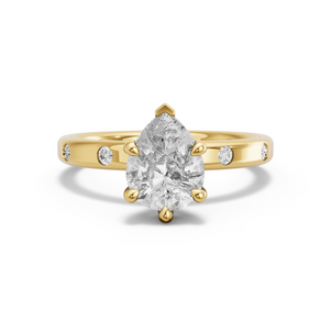 Image for Pear Six Prong Ring with Sleek Accent band