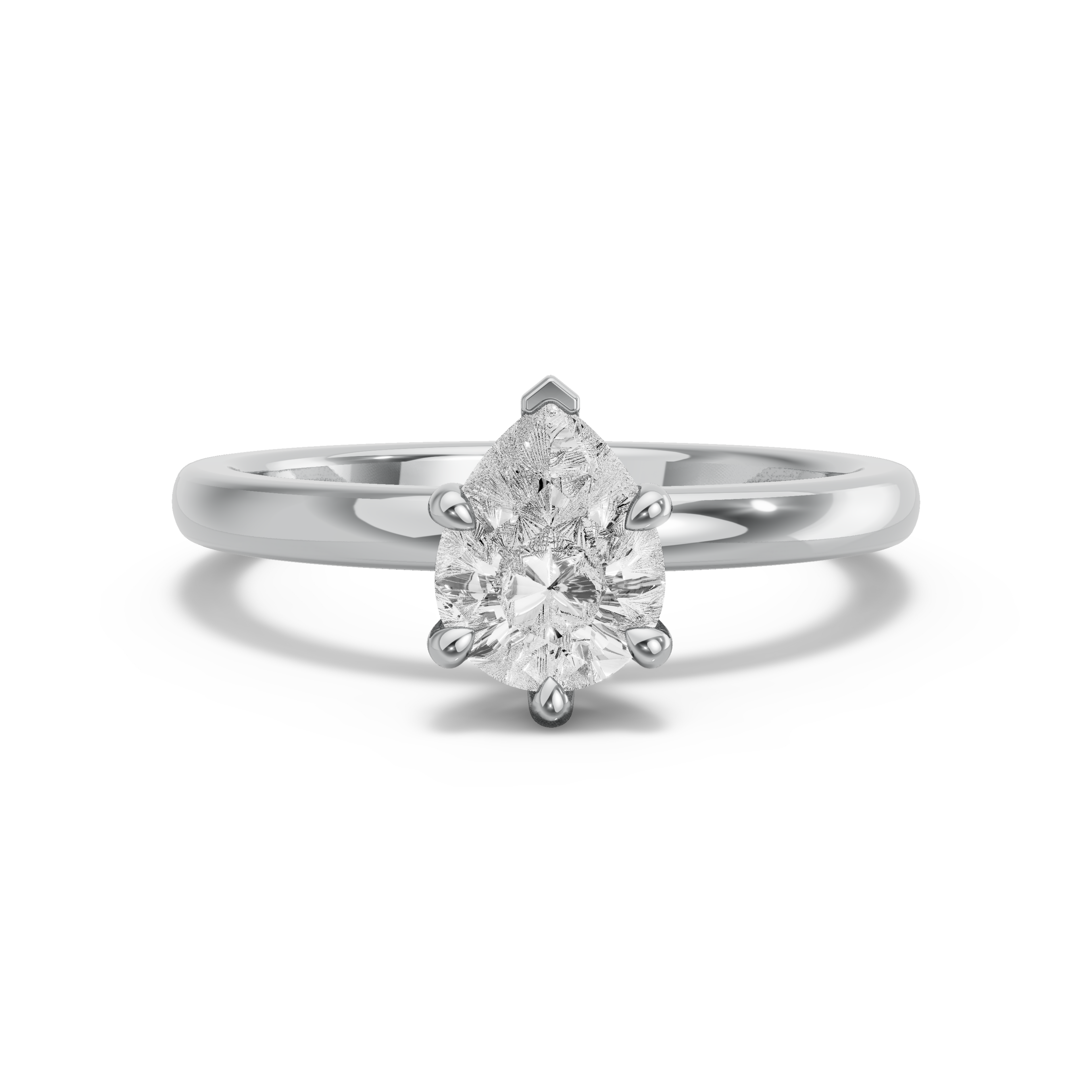 Image for Pear Six Prong Ring with Solitaire band
