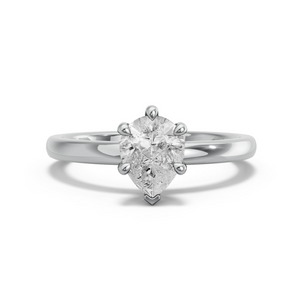 Image for Pear Six Prong Ring with Solitaire band in 950 Platinum