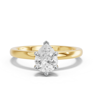 Image for Pear Six Prong Ring with Solitaire band