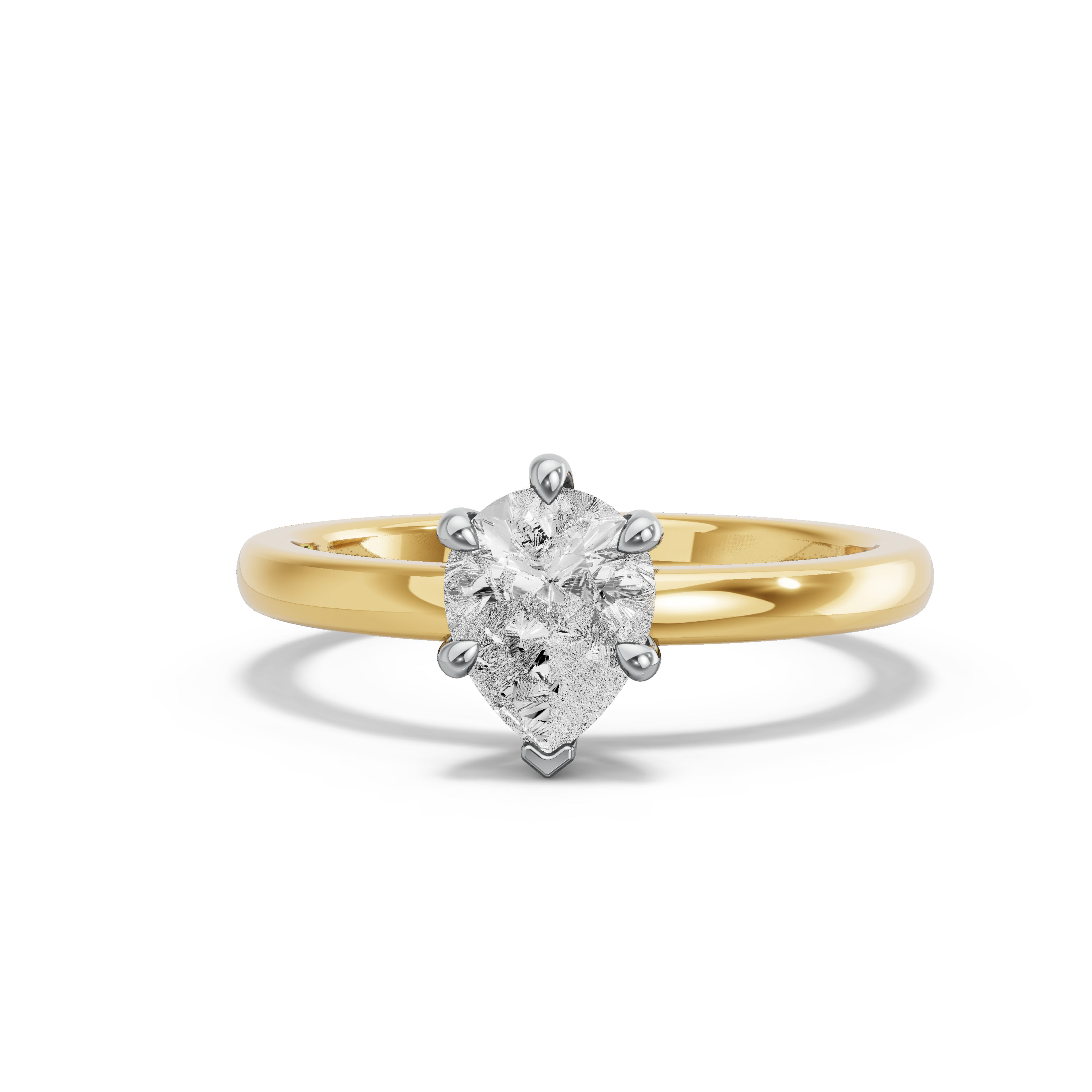 Image for pear-six-prong-ring-with-solitaire-band-in-14k-two-tone-yellow-gold