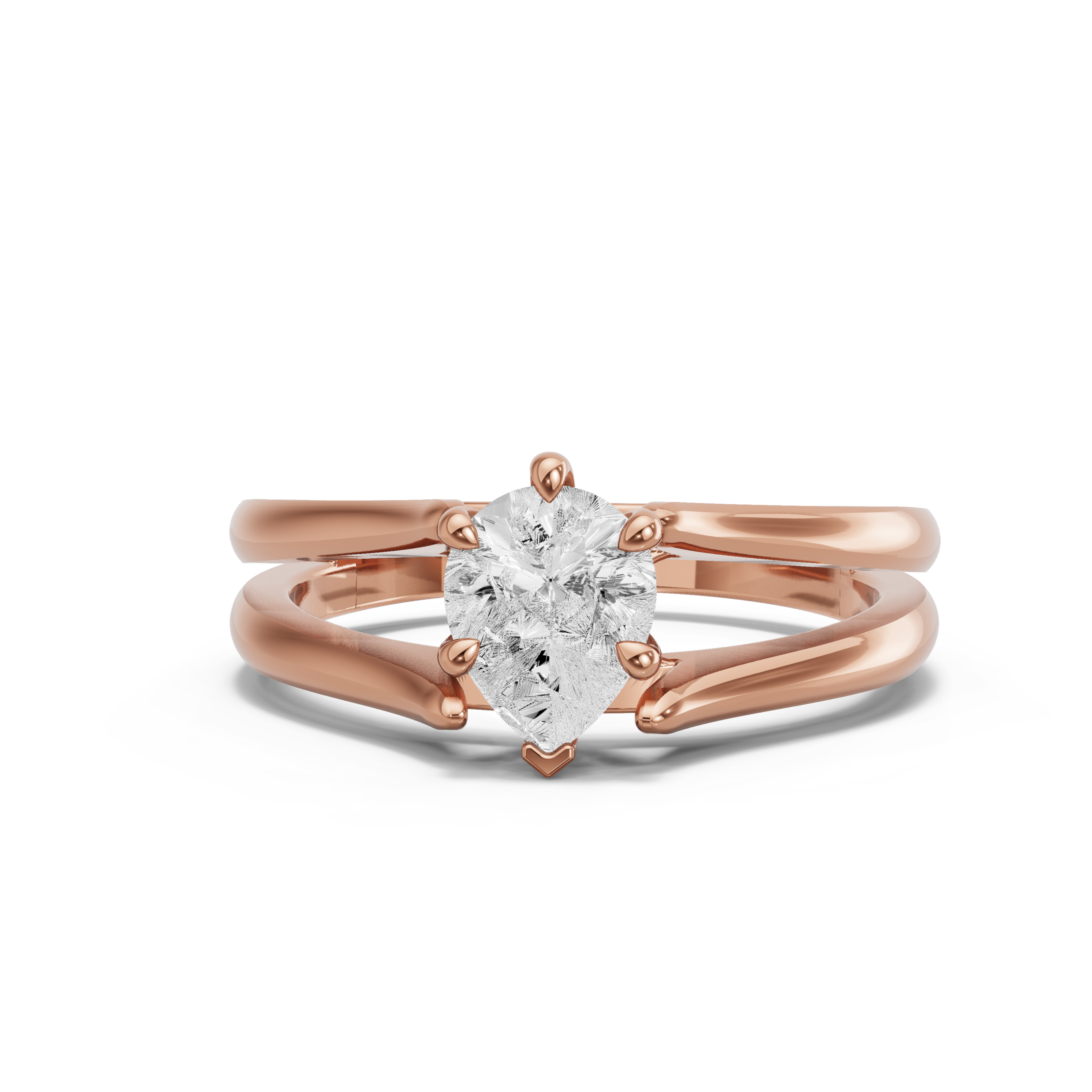 Image for pear-six-prong-ring-with-split-ring-solitaire-band-in-14k-rose-gold