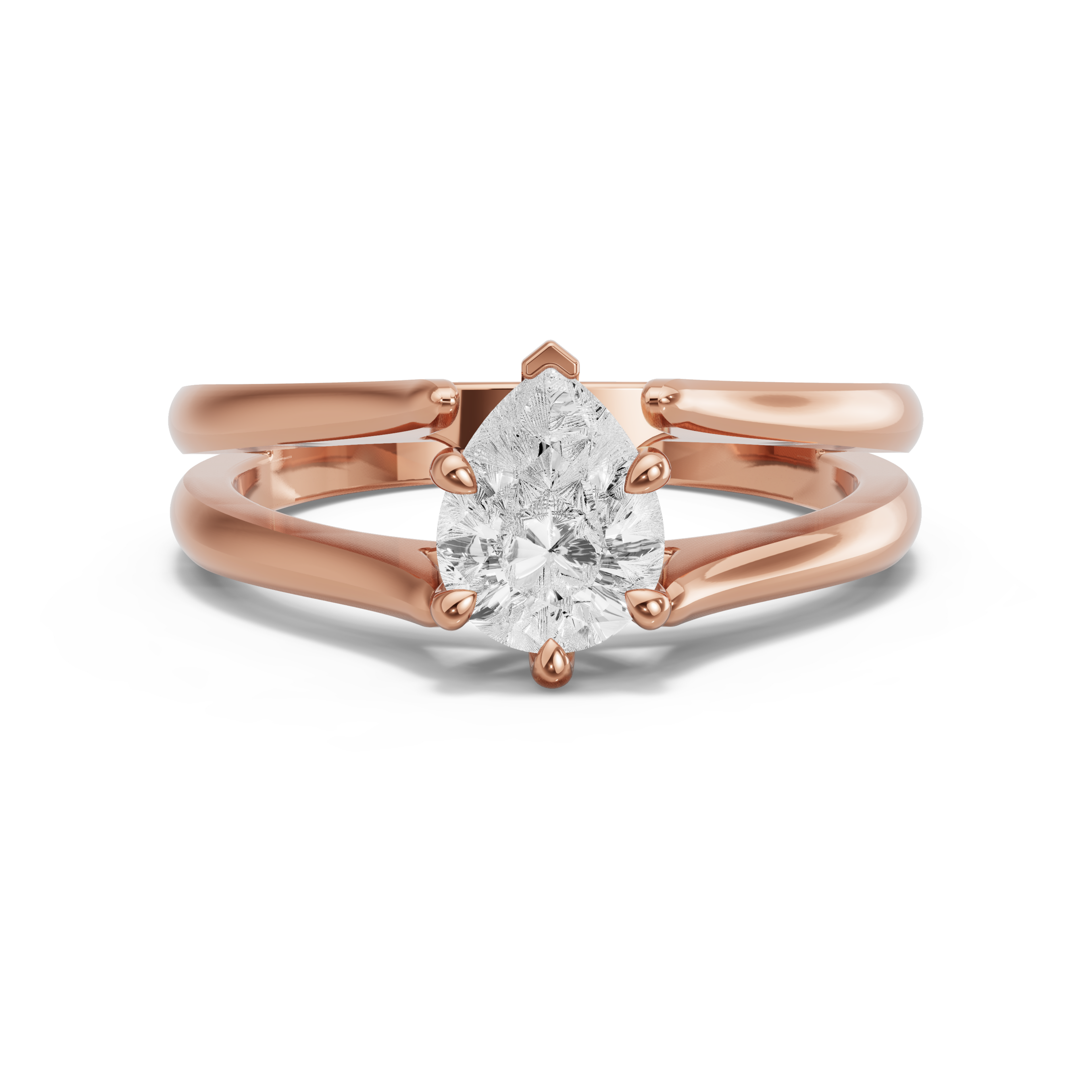 Image for Pear Six Prong Ring with Split Ring Solitaire band