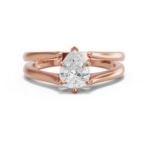Image for Pear Six Prong Ring with Split Ring Solitaire band