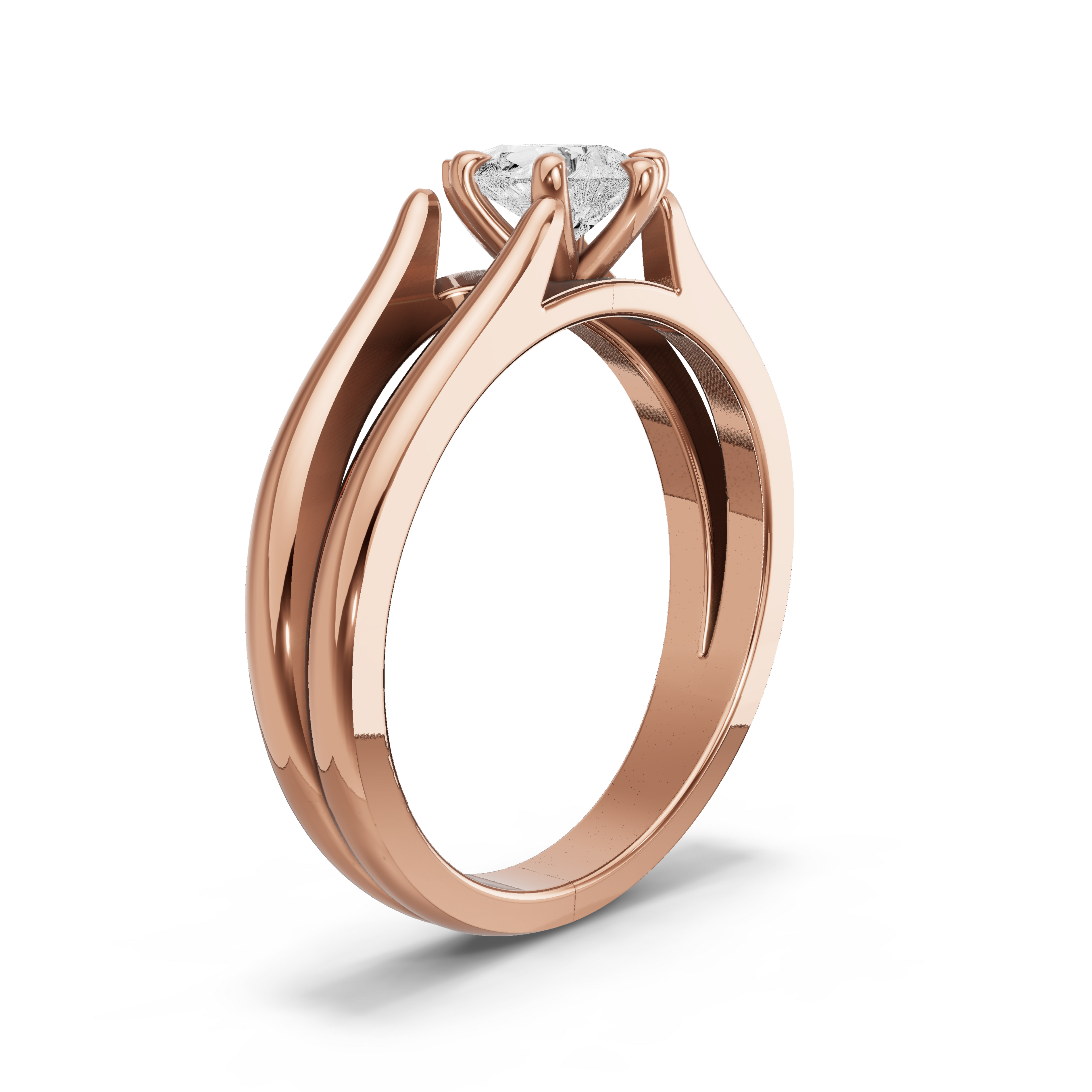 Image for Pear Six Prong Ring with Split Ring Solitaire band