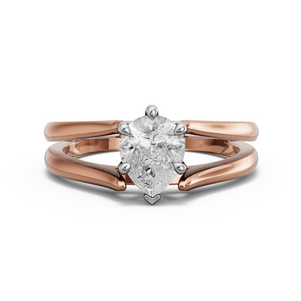 Image for Pear Six Prong Ring with Split Ring Solitaire band in 18K Two Tone Rose Gold