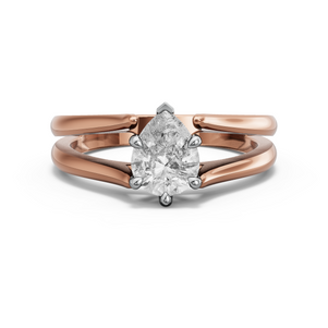 Image for Pear Six Prong Ring with Split Ring Solitaire band