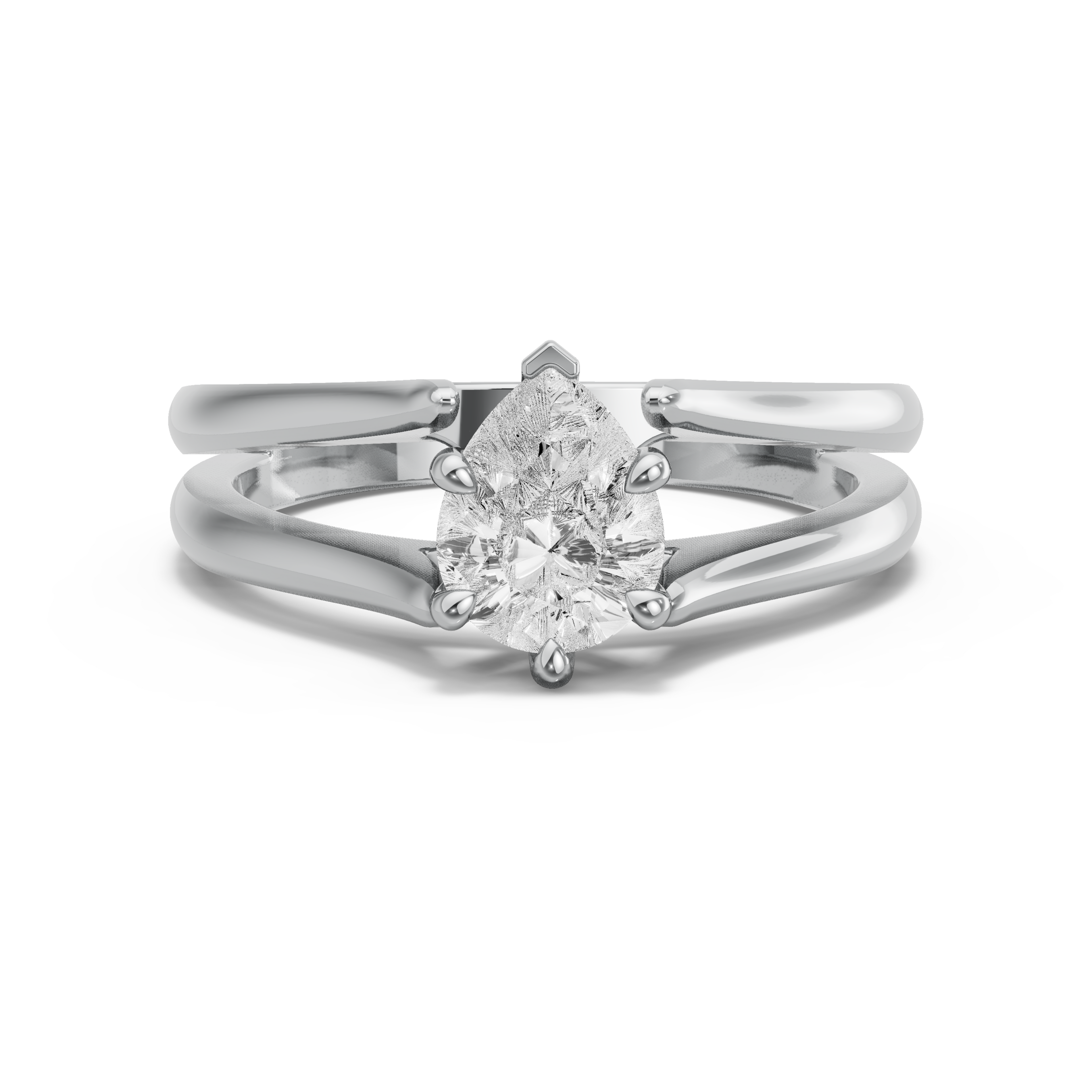 Image for Pear Six Prong Ring with Split Ring Solitaire band