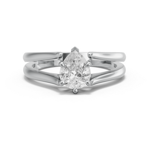Image for Pear Six Prong Ring with Split Ring Solitaire band