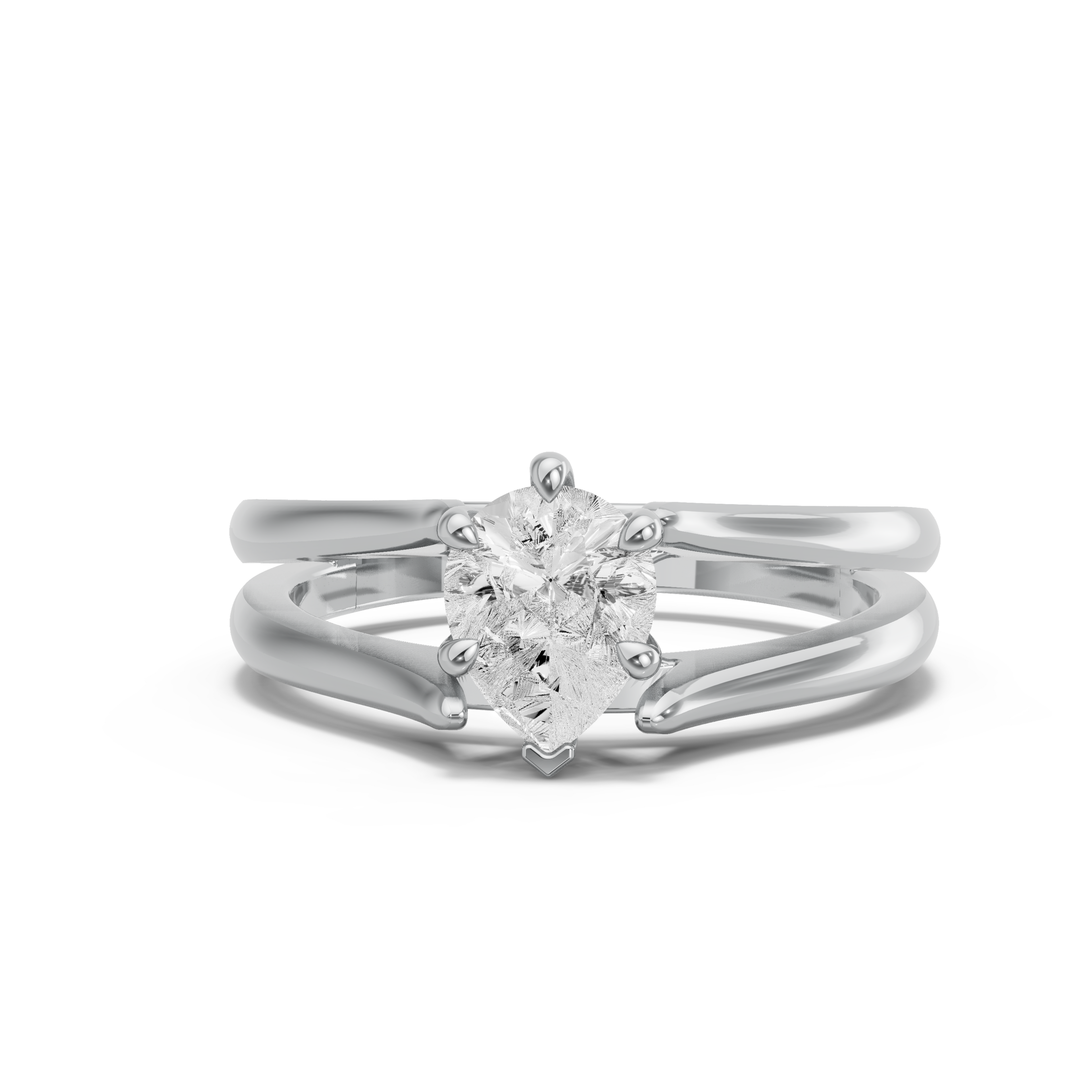 Image for pear-six-prong-ring-with-split-ring-solitaire-band-in-10k-white-gold