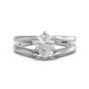 Image for Pear Six Prong Ring with Split Ring Solitaire band in 950 Platinum