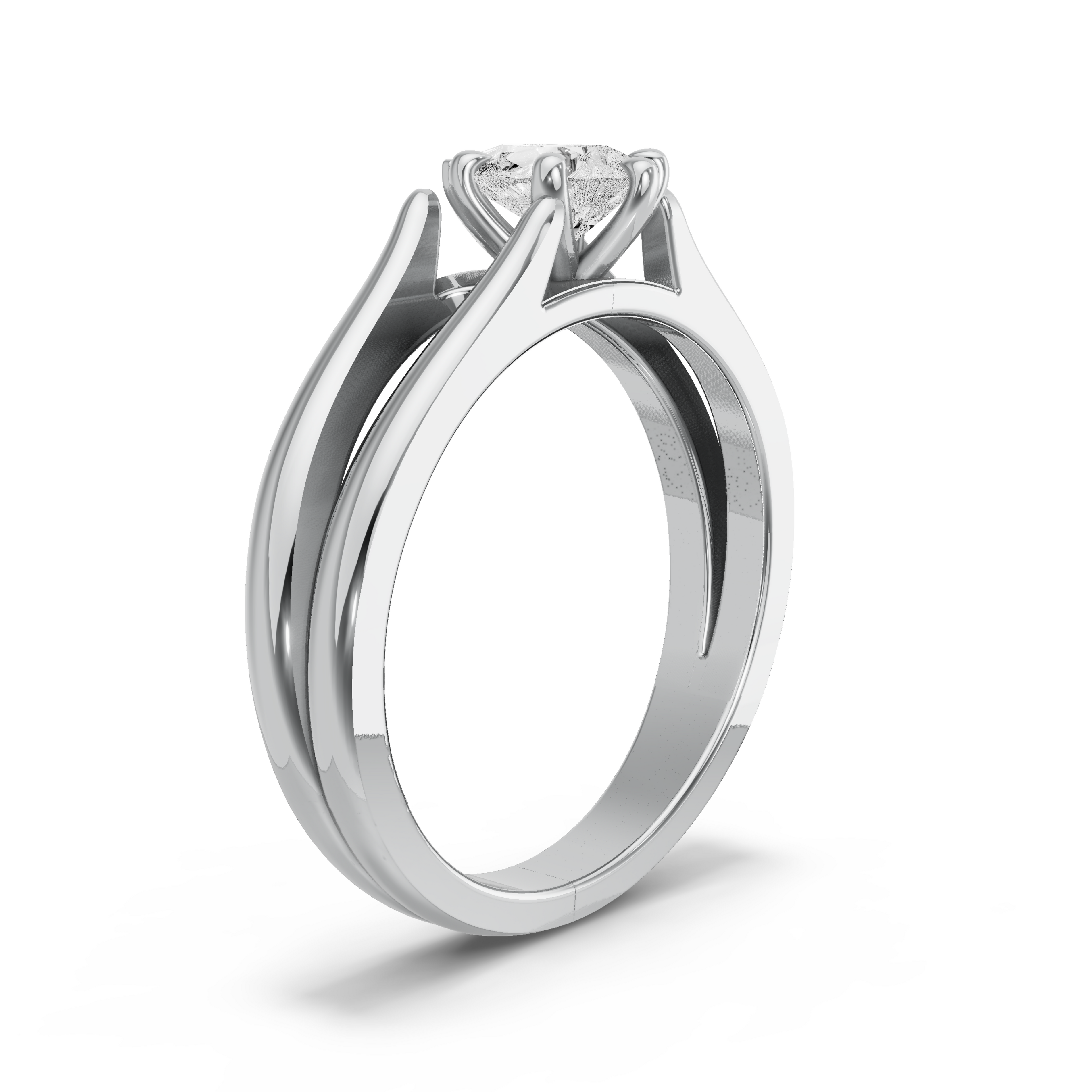 Image for Pear Six Prong Ring with Split Ring Solitaire band