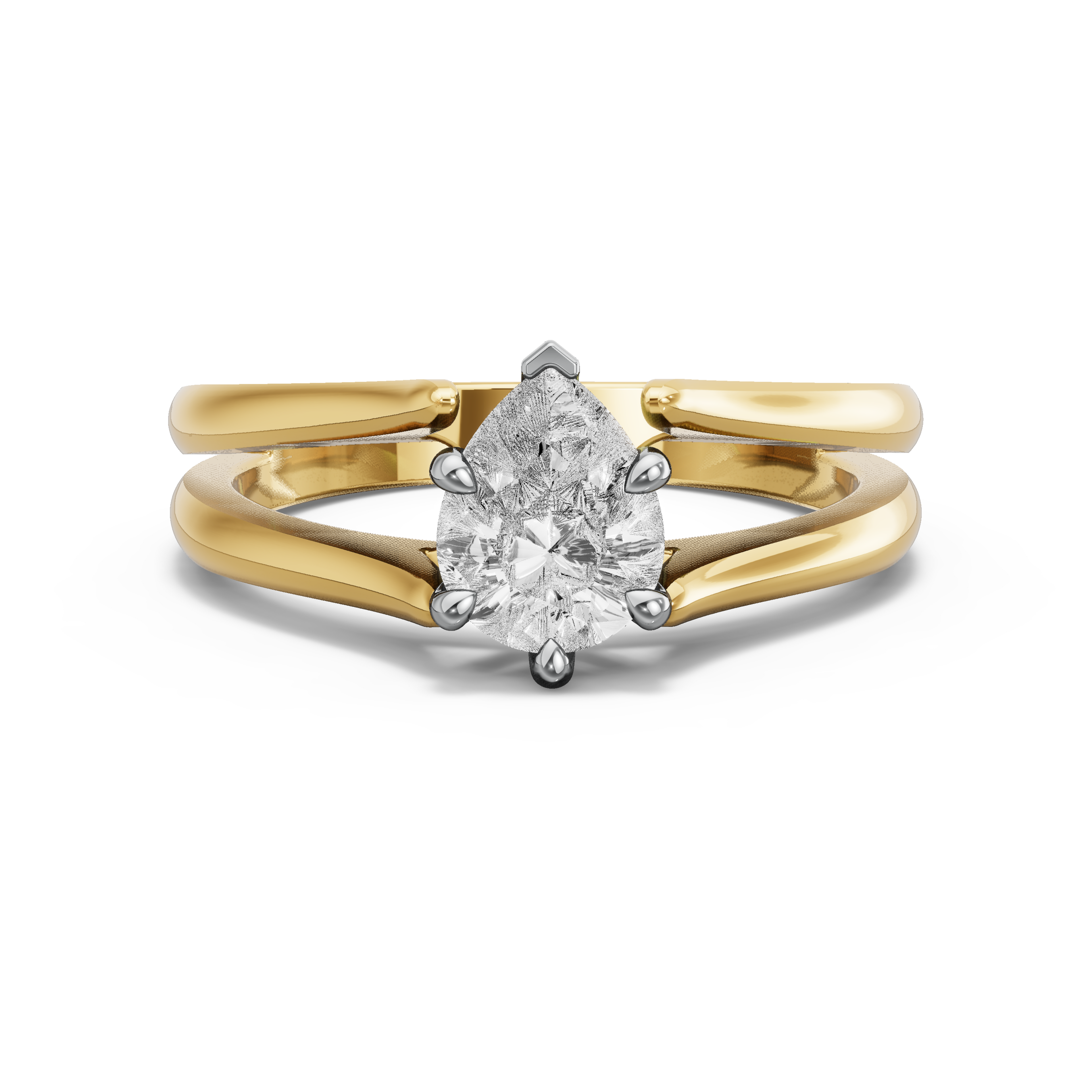 Image for Pear Six Prong Ring with Split Ring Solitaire band