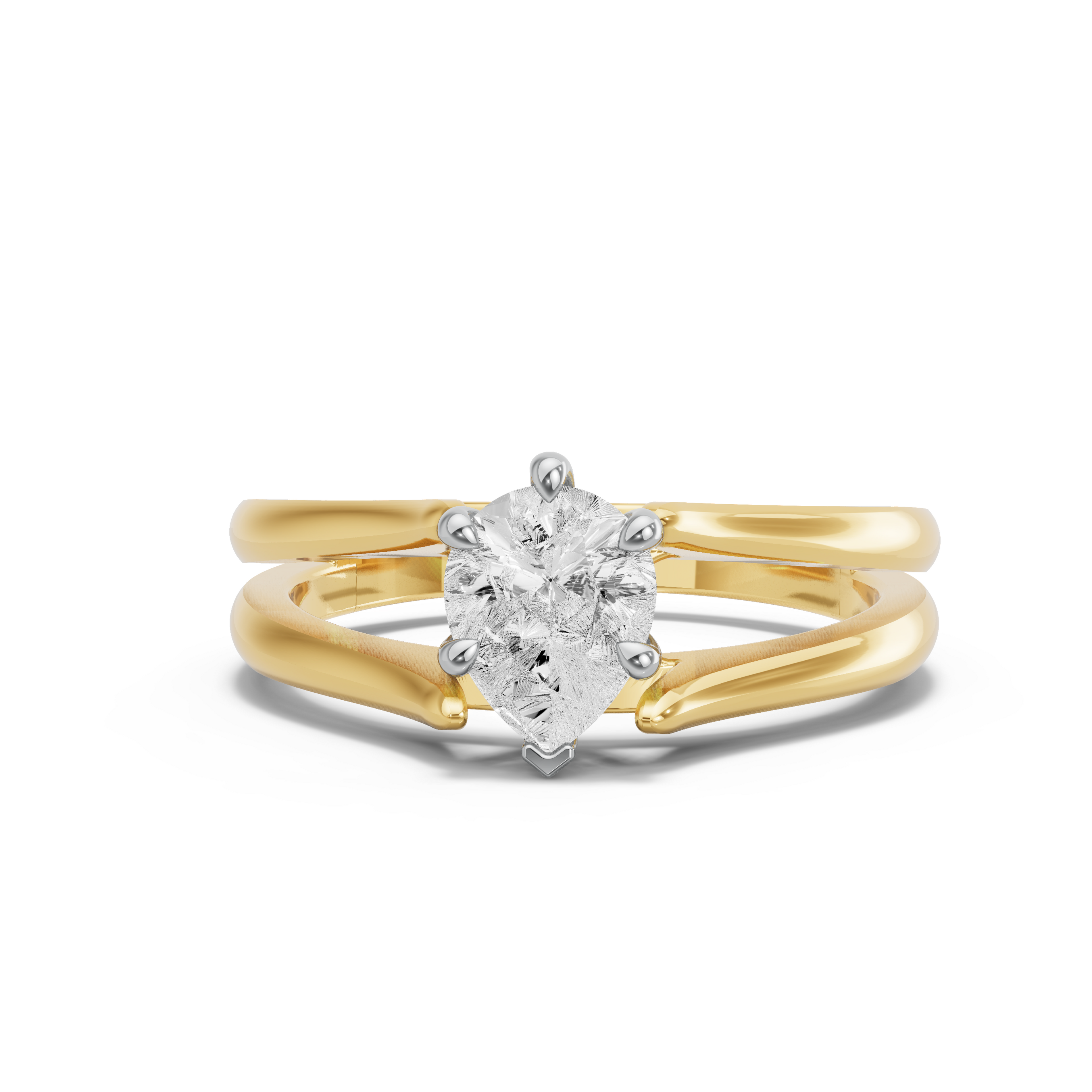 Image for pear-six-prong-ring-with-split-ring-solitaire-band-in-14k-two-tone-yellow-gold