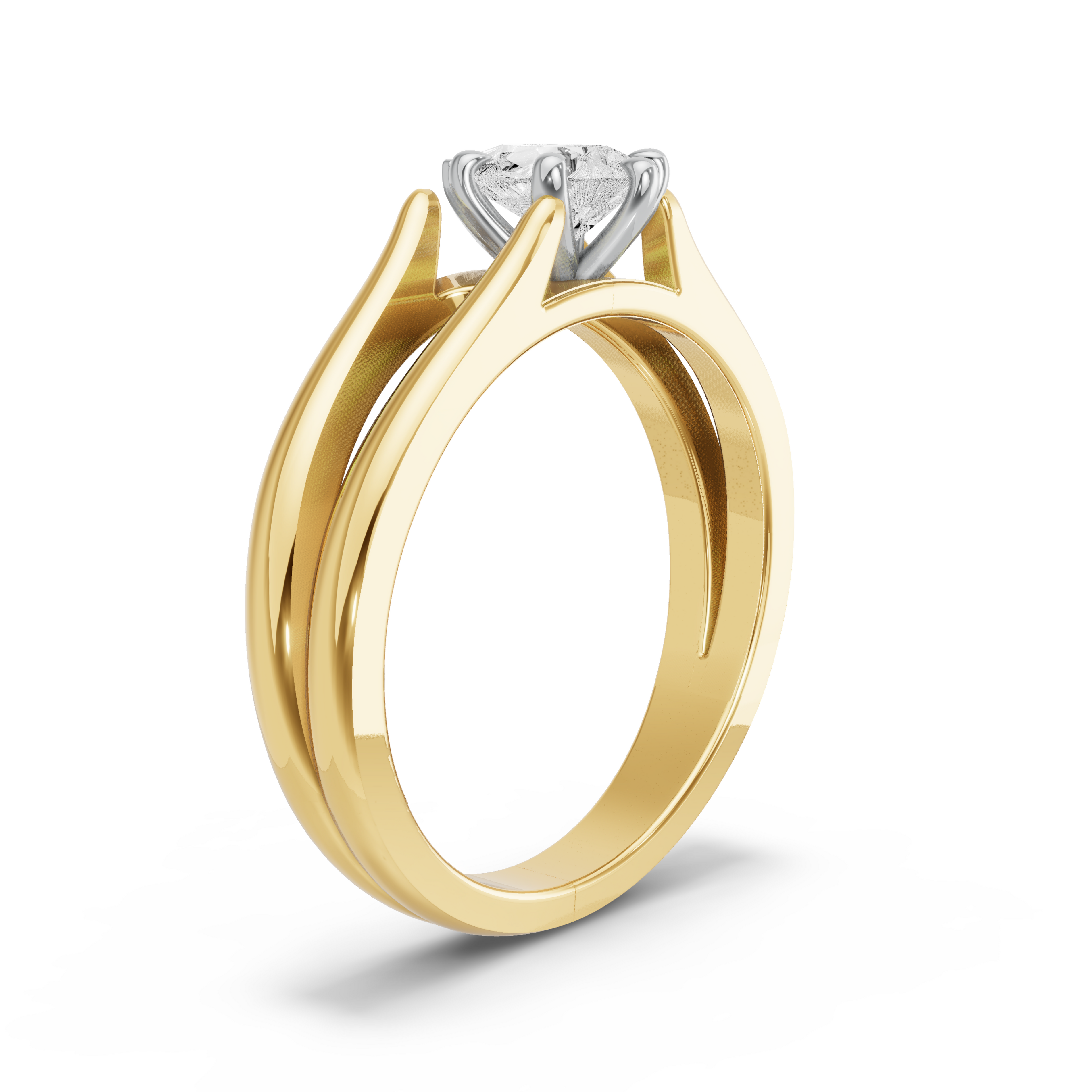 Image for Pear Six Prong Ring with Split Ring Solitaire band