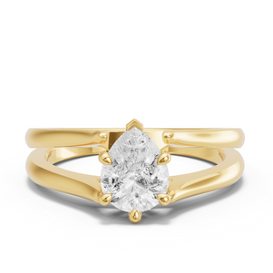 Image for Pear Six Prong Ring with Split Ring Solitaire band
