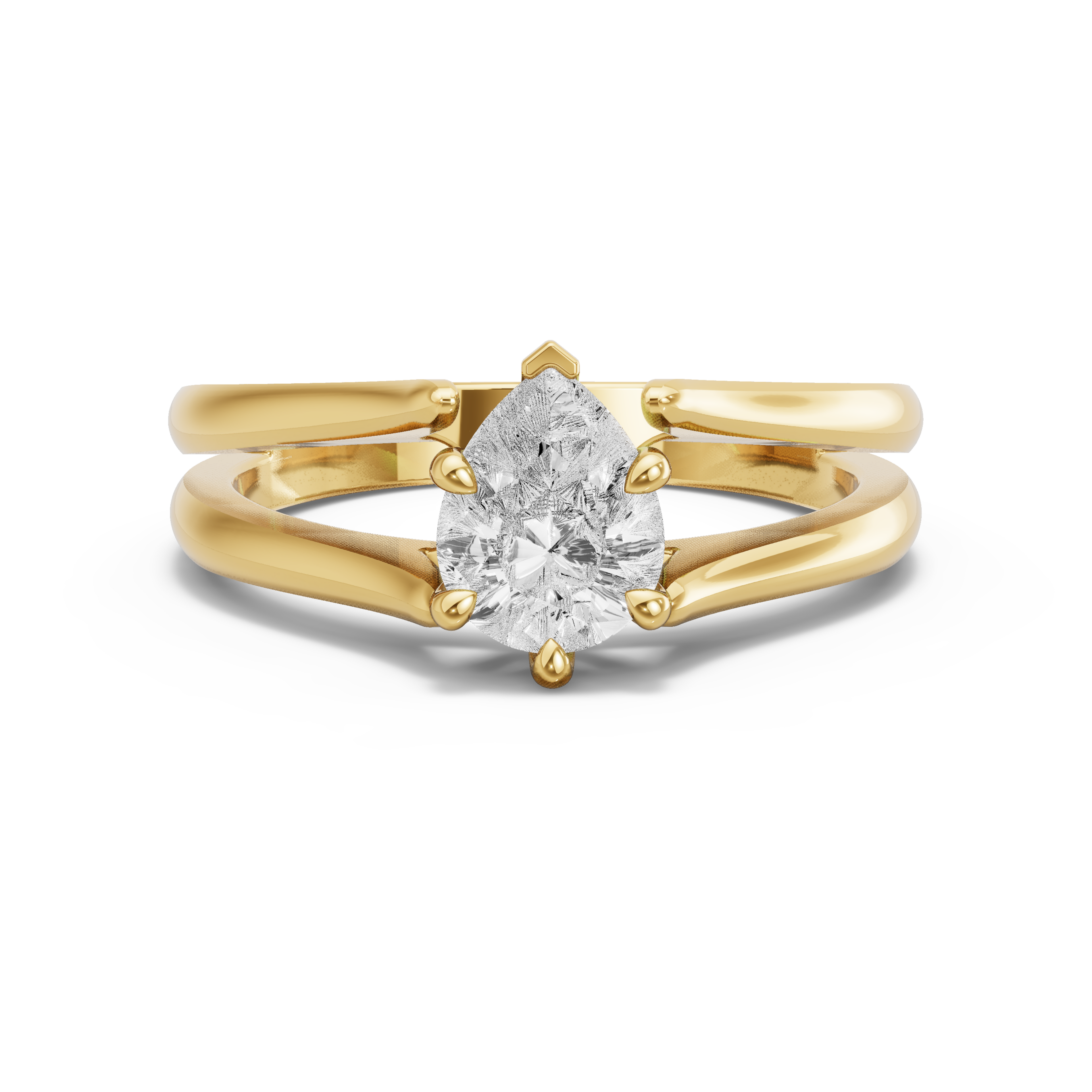 Image for Pear Six Prong Ring with Split Ring Solitaire band