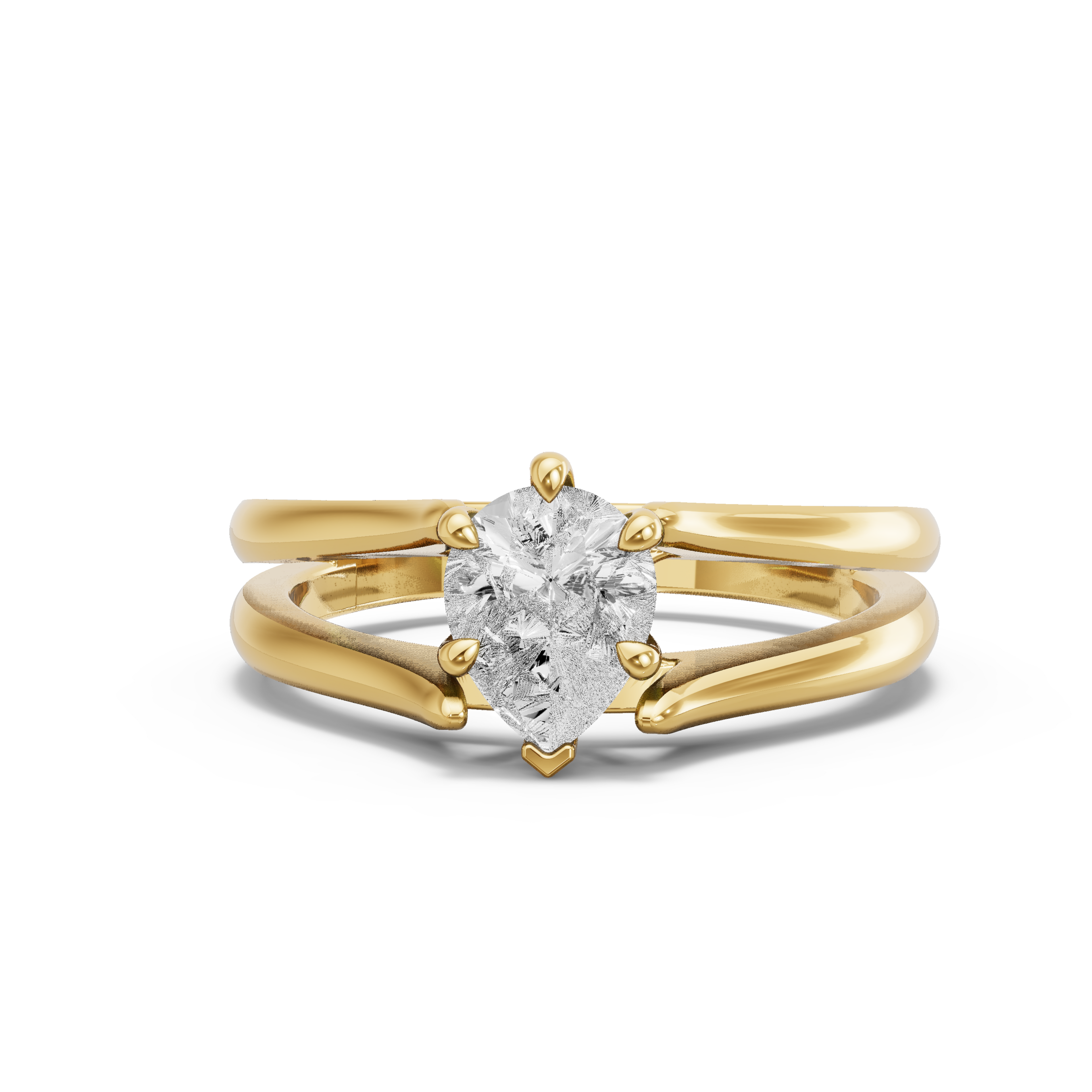 Image for pear-six-prong-ring-with-split-ring-solitaire-band-in-14k-yellow-gold