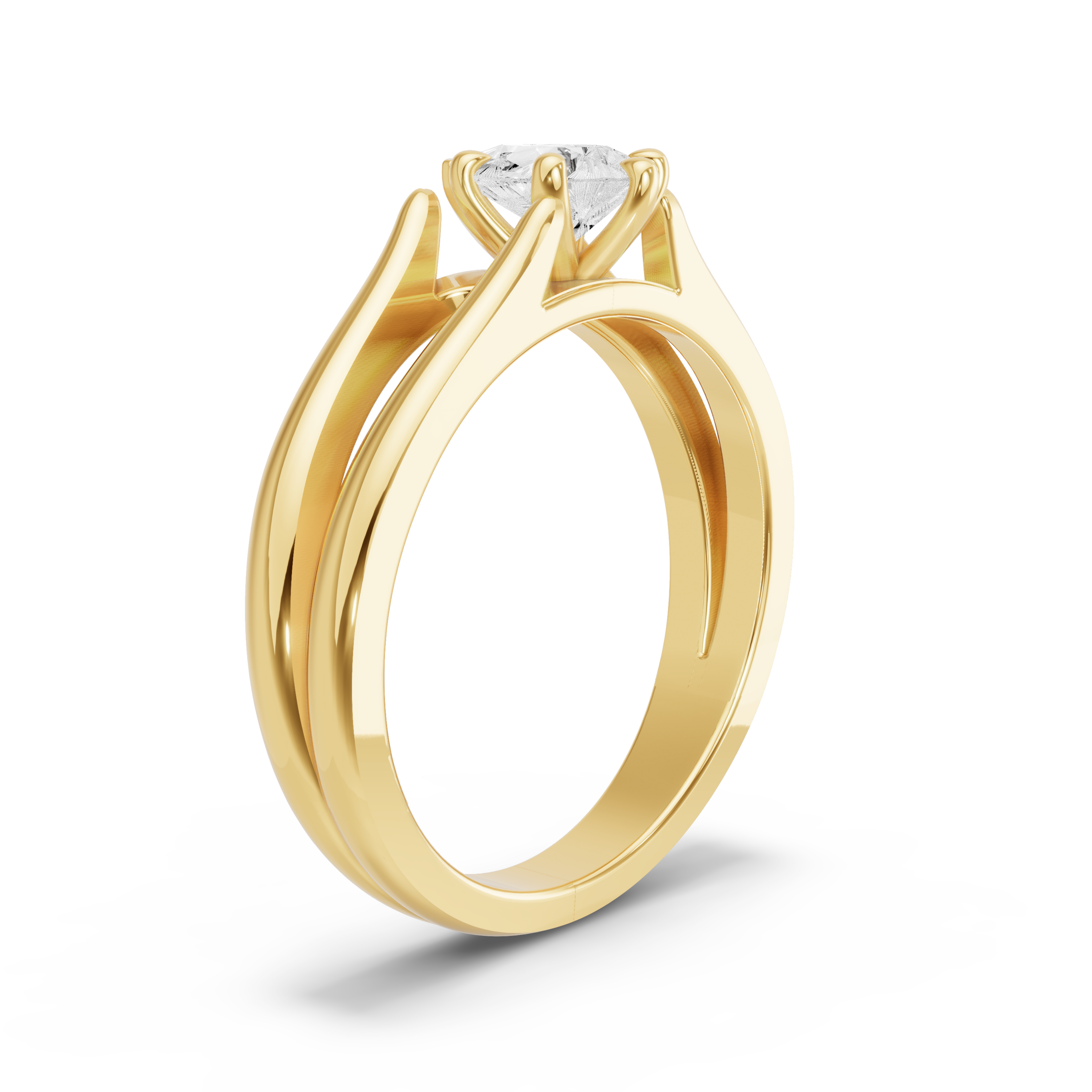 Image for Pear Six Prong Ring with Split Ring Solitaire band