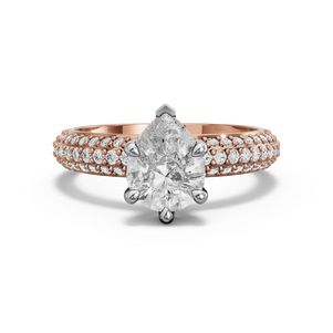 Image for Pear Six Prong Ring with Triple Row Pave band