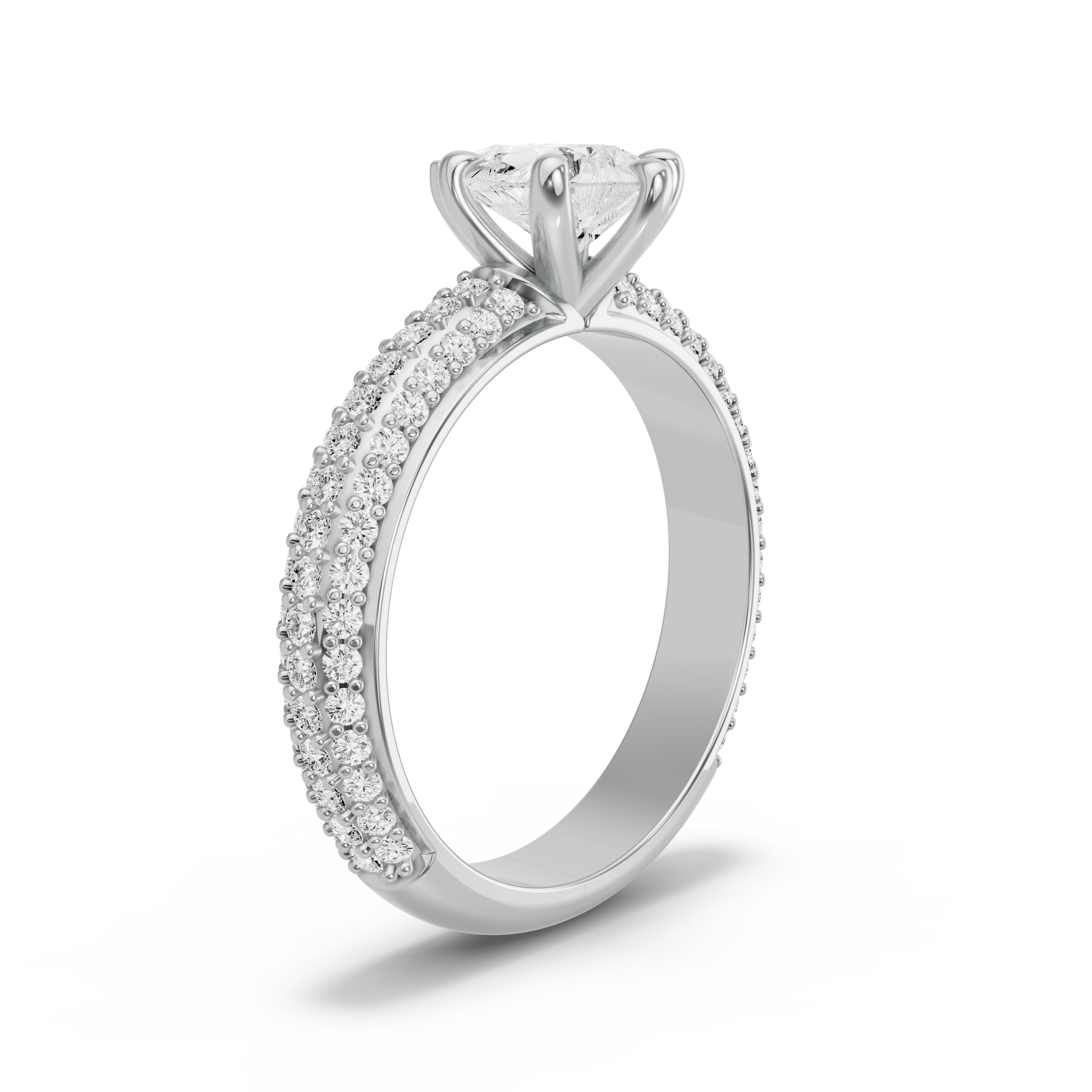 Image for pear-six-prong-ring-with-triple-row-pave-band-in-950-platinum